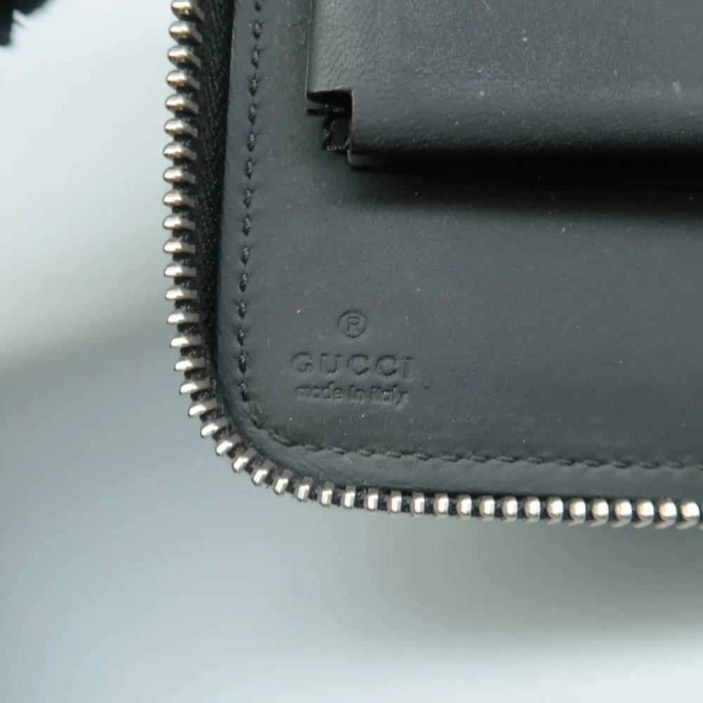 100% Authentic Gucci GG Black Leather Clutch Bag - Picture 11 of 12